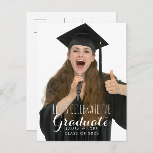 Celebrate Foto Graduation Party Einladungspostkarte (Vorne/Hinten)