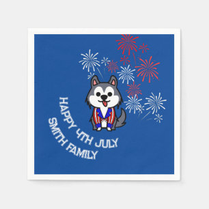 Celebrate Freedom - Cartoon Dog - 4. Juli Serviette