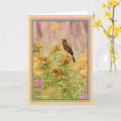 Celebrate gal-birds: Female-Red-wing black bird: Karte (Gelbe Blume)