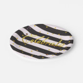 Celebrate Gold Foil Black Strip Teller (Schrägansicht)