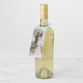 Celebrate Gold Foto Wedding Flaschenanhänger (Angewinkelt)