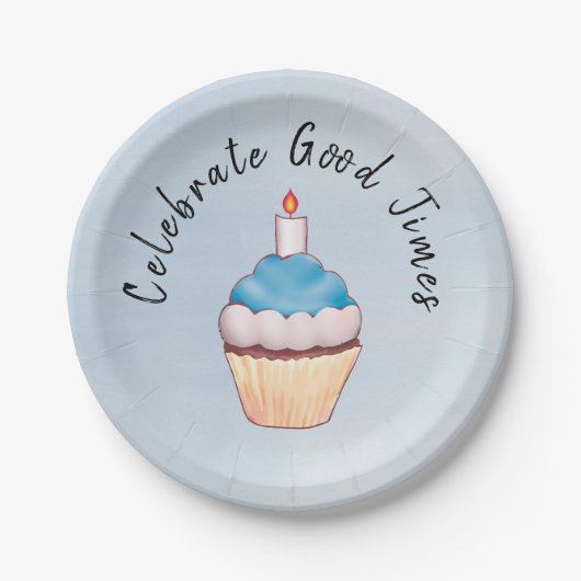 Celebrate Good Times Cupcake Blue Pappteller (Vorderseite)