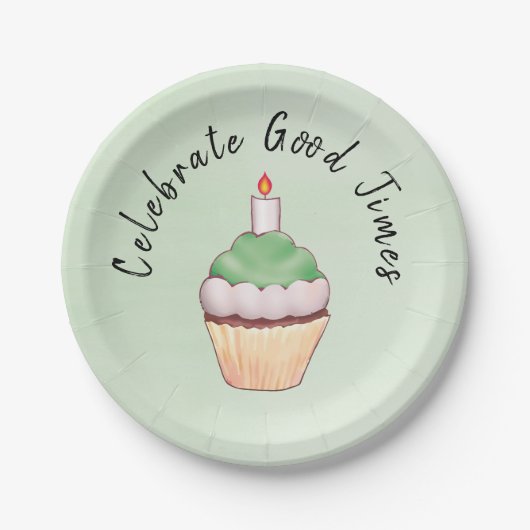 Celebrate Good Times Cupcake Green Pappteller (Vorderseite)