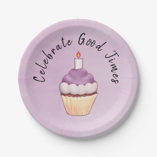 Celebrate Good Times Cupcake Lila Pappteller (Vorderseite)