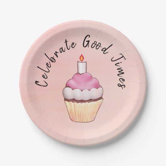 Celebrate Good Times Cupcake Pink Pappteller (Vorderseite)