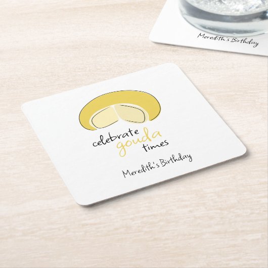 Celebrate Gouda Times Cheese Wheel Birthday Party Rechteckiger Pappuntersetzer (angewinkelt)