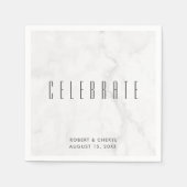Celebrate Gray Marble Wedding Paper Napkins Serviette (Vorderseite)