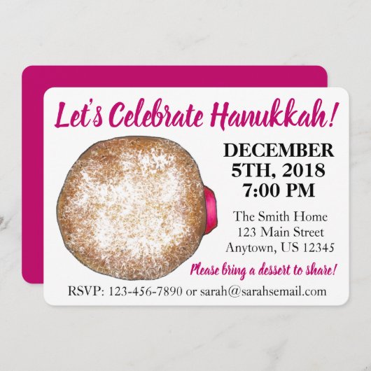 Celebrate Hanukkah Jelly Donut Jewish Holidays Einladung (Vorne/Hinten)