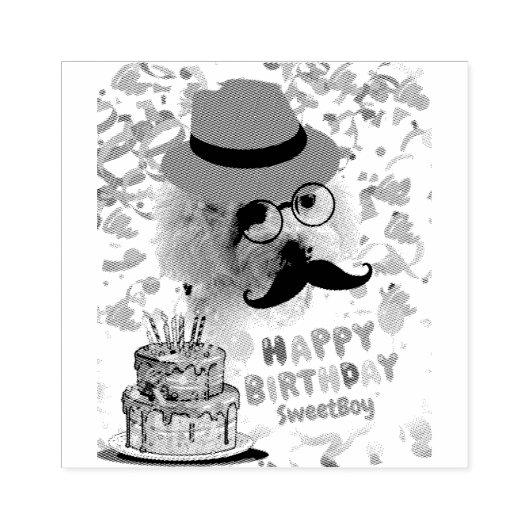 Celebrate Happy Birthday Poodle Rubber Briefmarke Gummistempel (Prägung)