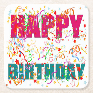 Celebrate Happy Birthday Rechteckiger Pappuntersetzer