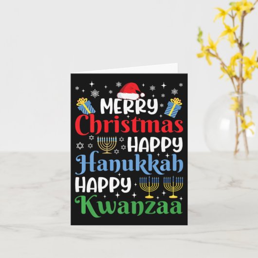 Celebrate Happy Merry Christmas Happy Hanukkah Hap Karte (Gelbe Blume)