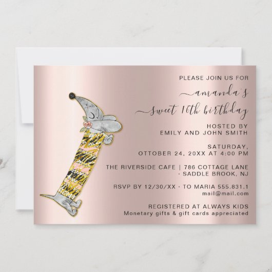 Celebrate in Style mit Rose Niedlich Dog Sweet 16. Einladung (Vorderseite)