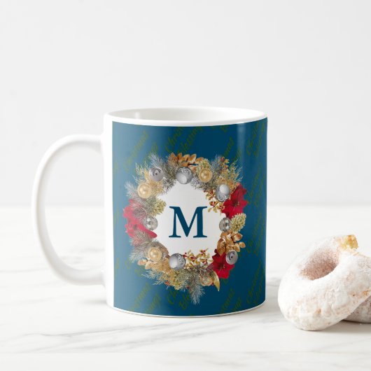 CELEBRATE JESUS Weihnachtskranz CUSTOM Ocean Blue Kaffeetasse (Mit Donut)