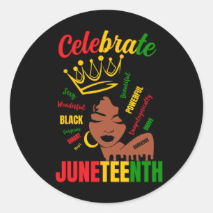 Celebrate Juneteenth 1865 Black History Month Wome Runder Aufkleber