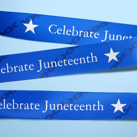 Celebrate Juneteenth Broken Chains Blue Satinband