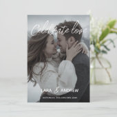 Celebrate Liebe Personalisiert Einfache Hochzeit Einladung (Stehend Vorderseite)