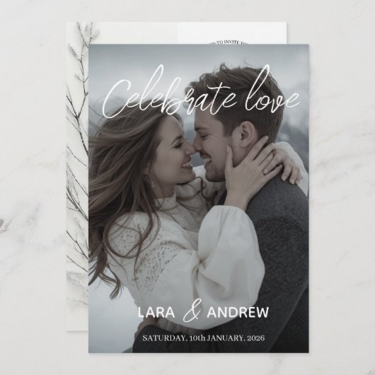 Celebrate Liebe Personalisiert Einfache Hochzeit Einladung (Vorne/Hinten)