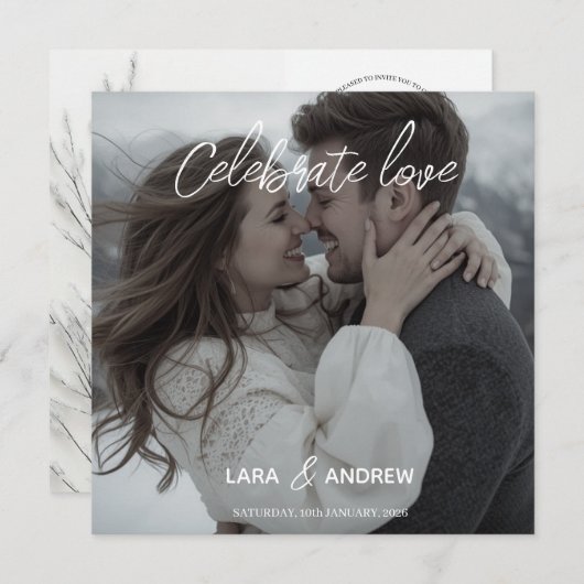 Celebrate Liebe Personalisiert Einfache Hochzeit Save The Date (Vorne/Hinten)