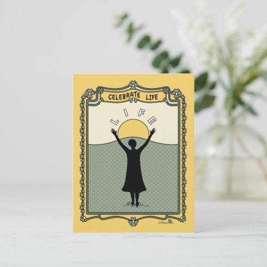 Celebrate Life C_ Postcard Postkarte (Stehend Vorderseite)