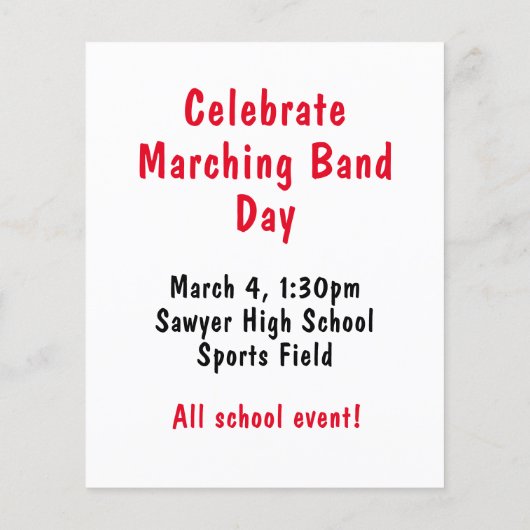 Celebrate Marching Band Day Flyer (Hinten)