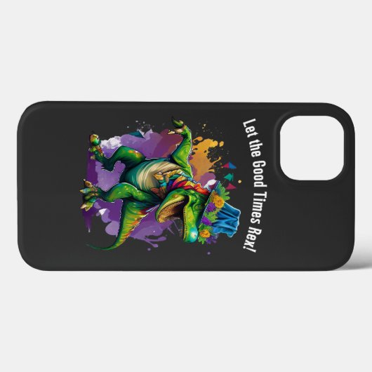 Celebrate Mardi Gras mit Dancing T Rex Dinosaurier Case-Mate iPhone Hülle (Rückseite (Horizontal))