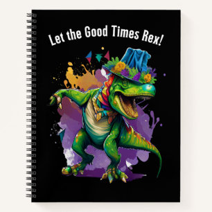 Celebrate Mardi Gras mit Dancing T Rex Dinosaurier Notizblock