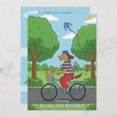 Celebrate Milestone 10th Birthday | Pedal On Over! Einladung (Vorne/Hinten)