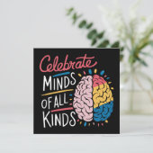 Celebrate Minds aller Art von Autismus Bewusstsein Einladung (Stehend Vorderseite)
