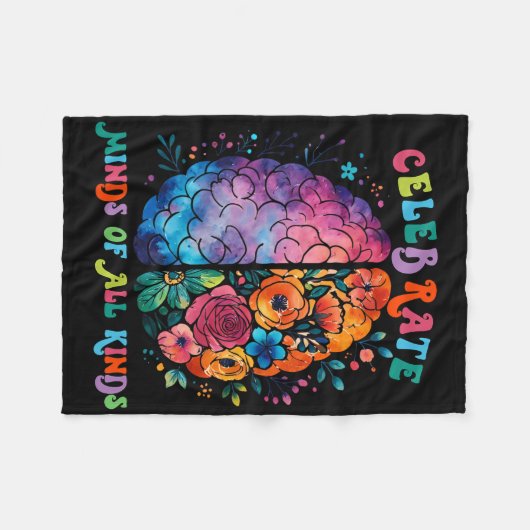 Celebrate Minds aller Art von Autismus im Bereich  Fleecedecke (Vorderseite (Horizontal))