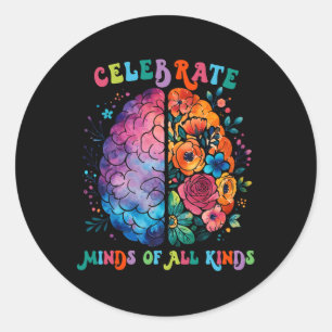 Celebrate Minds aller Art von Autismus im Bereich Runder Aufkleber