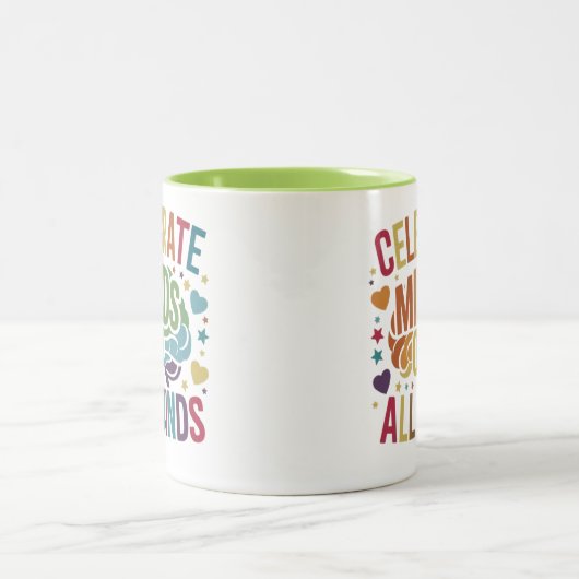 Celebrate Minds aller Art Zweifarbige Tasse (Mittel)