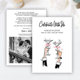 Celebrate mit uns Black & White Simple Champagne Einladung