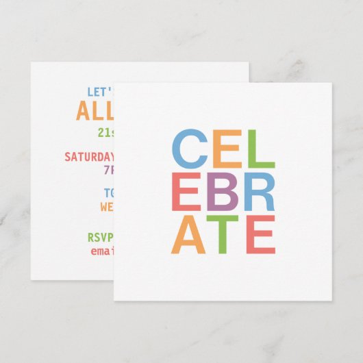 CELEBRATE Moderne Einladung (Vorne/Hinten)