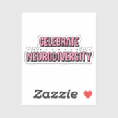 Celebrate Neuroversity Pink Typografie Aufkleber (Blatt)