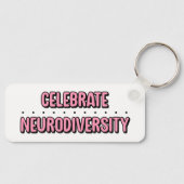 Celebrate Neuroversity Pink Typografie Schlüsselanhänger (Vorderseite)
