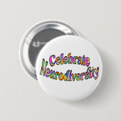 Celebrate Neuroversity Rainbow Typografie White Button (Vorne & Hinten)