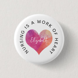 Celebrate Nurses Pink Watercolor Herz Button