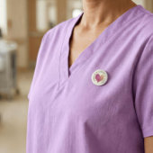 Celebrate Nurses Pink Watercolor Herz Button