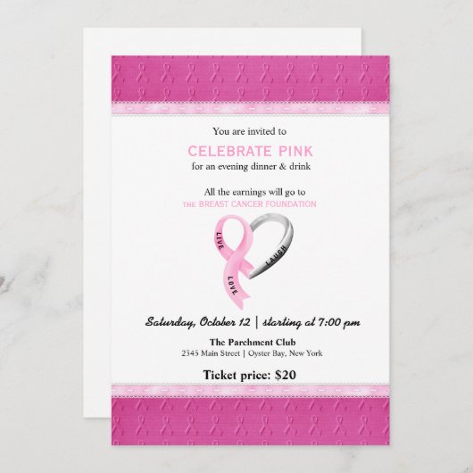 Celebrate Pink-Ereignis Einladung (Vorne/Hinten)