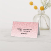 Celebrate Pink Glitzer Personalisiert Platzkarte (Rückseite)