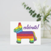 Celebrate Rainbow Piñata Mexico Fiesta Party Pride Einladungspostkarte (Stehend Vorderseite)