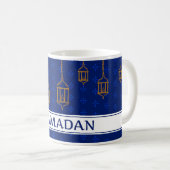 Celebrate Ramadan Kareem Blue White Kaffeetasse (VorderseiteRechts)