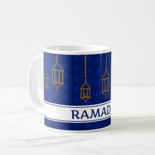 Celebrate Ramadan Kareem Blue White Kaffeetasse (Vorderseite Links)