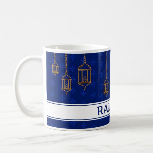 Celebrate Ramadan Kareem Blue White Kaffeetasse (Links)