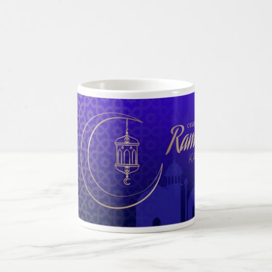 Celebrate Ramadan Kareem Gold Pattern Blau Kaffeetasse (Mittel)