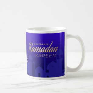 Celebrate Ramadan Kareem Gold Pattern Blau  Kaffeetasse