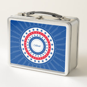 Celebrate Red, White und Blue Stars Metall Brotdose