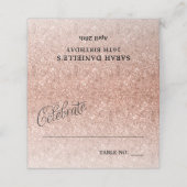 Celebrate Rose Gold Glitzer Personalisiert Platzkarte (Außenseite Aufgefaltet)