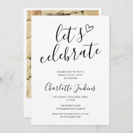 Celebrate Script Heart Foto Graduation Party Einladung