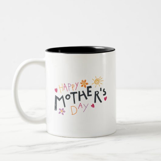 Celebrate Simple Happy Mothers Day Playful Hearts  Zweifarbige Tasse (Links)